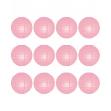 12" Paper Lanterns Round 'Pink' - Regular Wire Ribbed - Value Pack  (12 pieces)